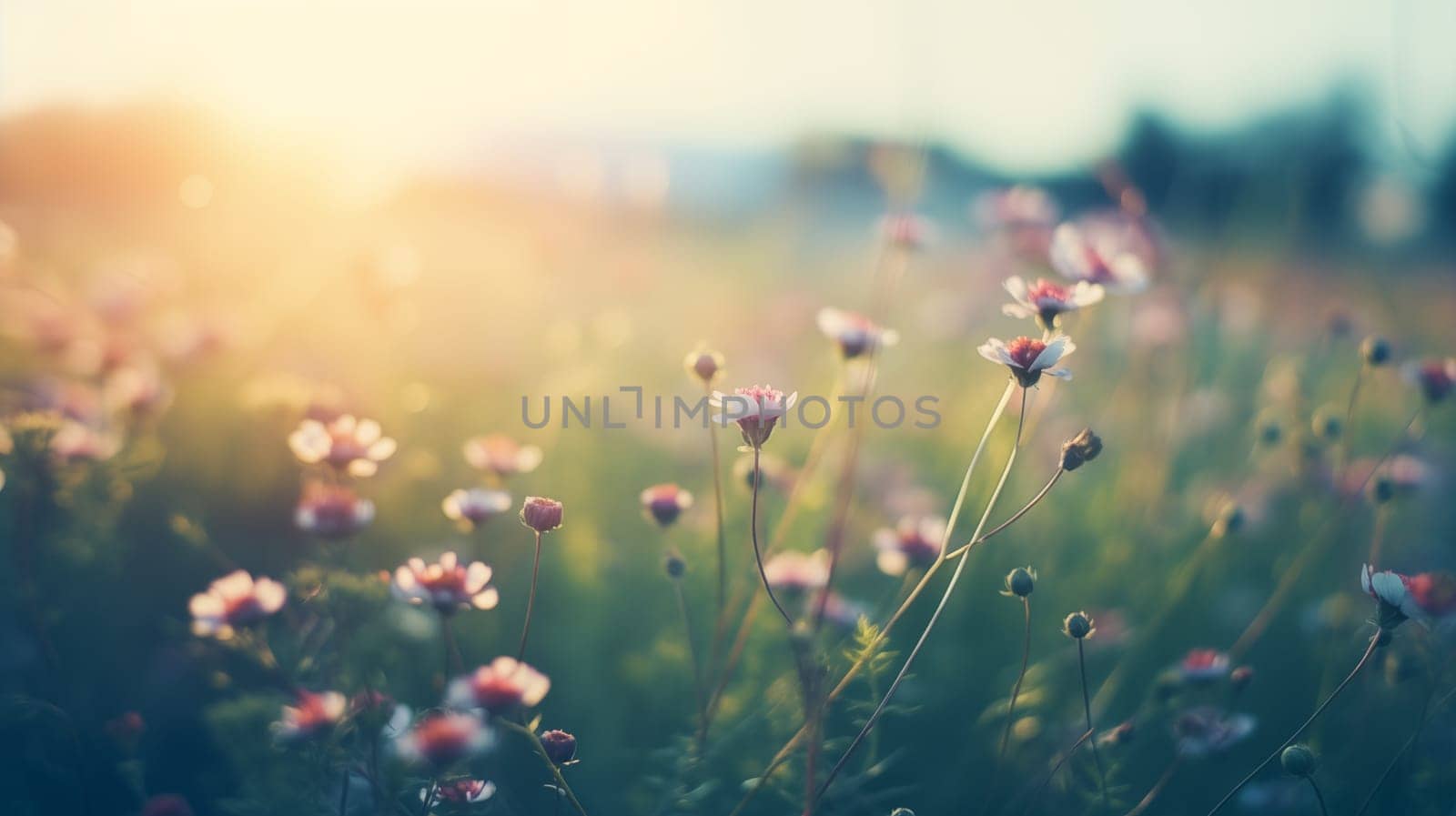 Wildflowers in the sunset light - vintage image by chrisroll