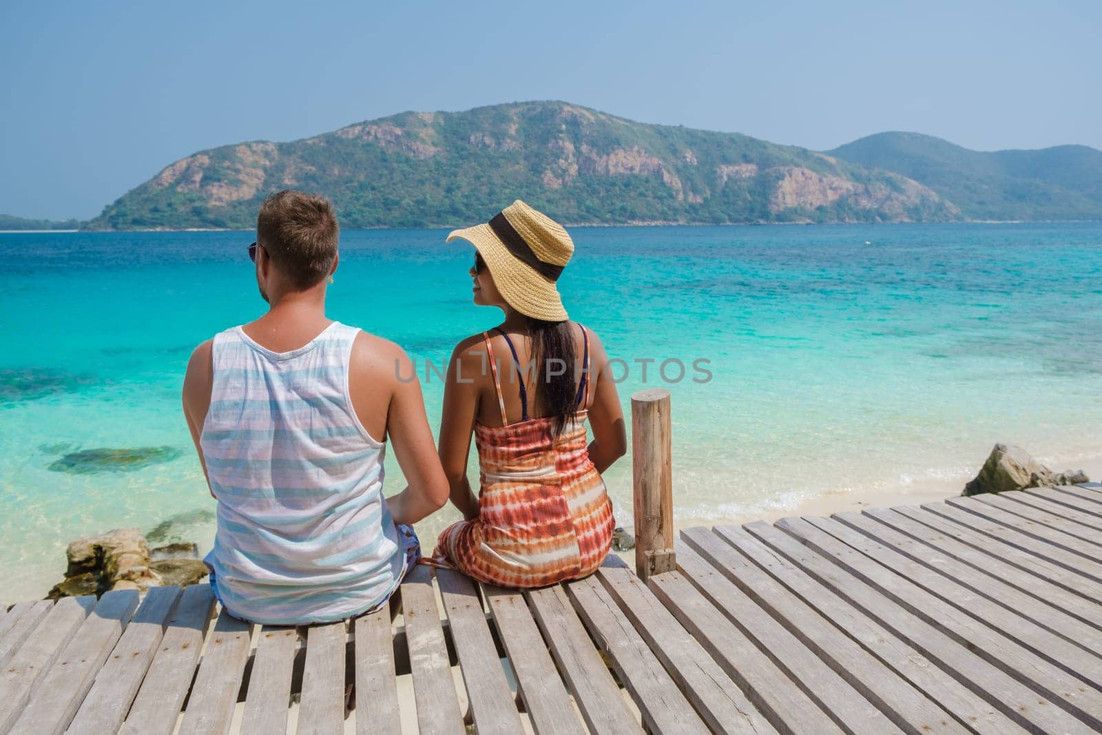 beautiful tropical island beach Koh Kham Trat Thailand Pattaya Asia, couple relax on tropical island by fokkebok
