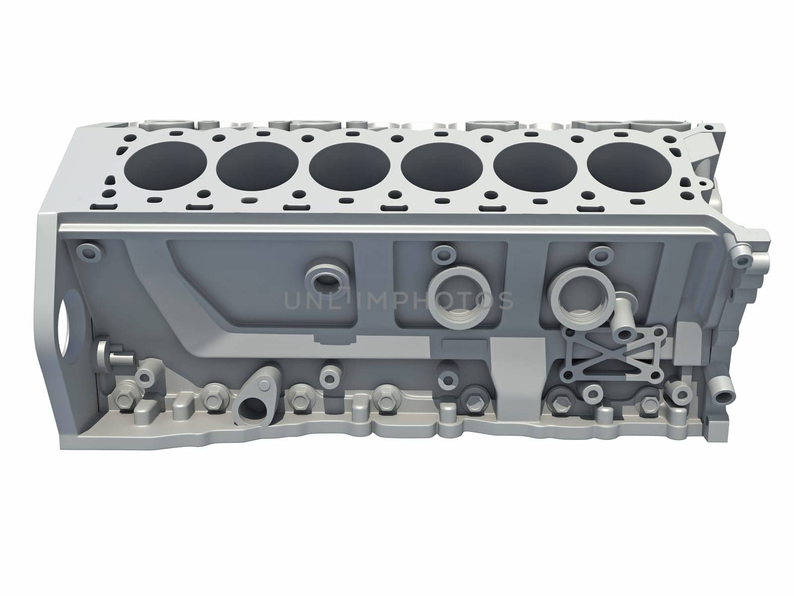 V12 Engine Block vehicle part 3D rendering model on white background