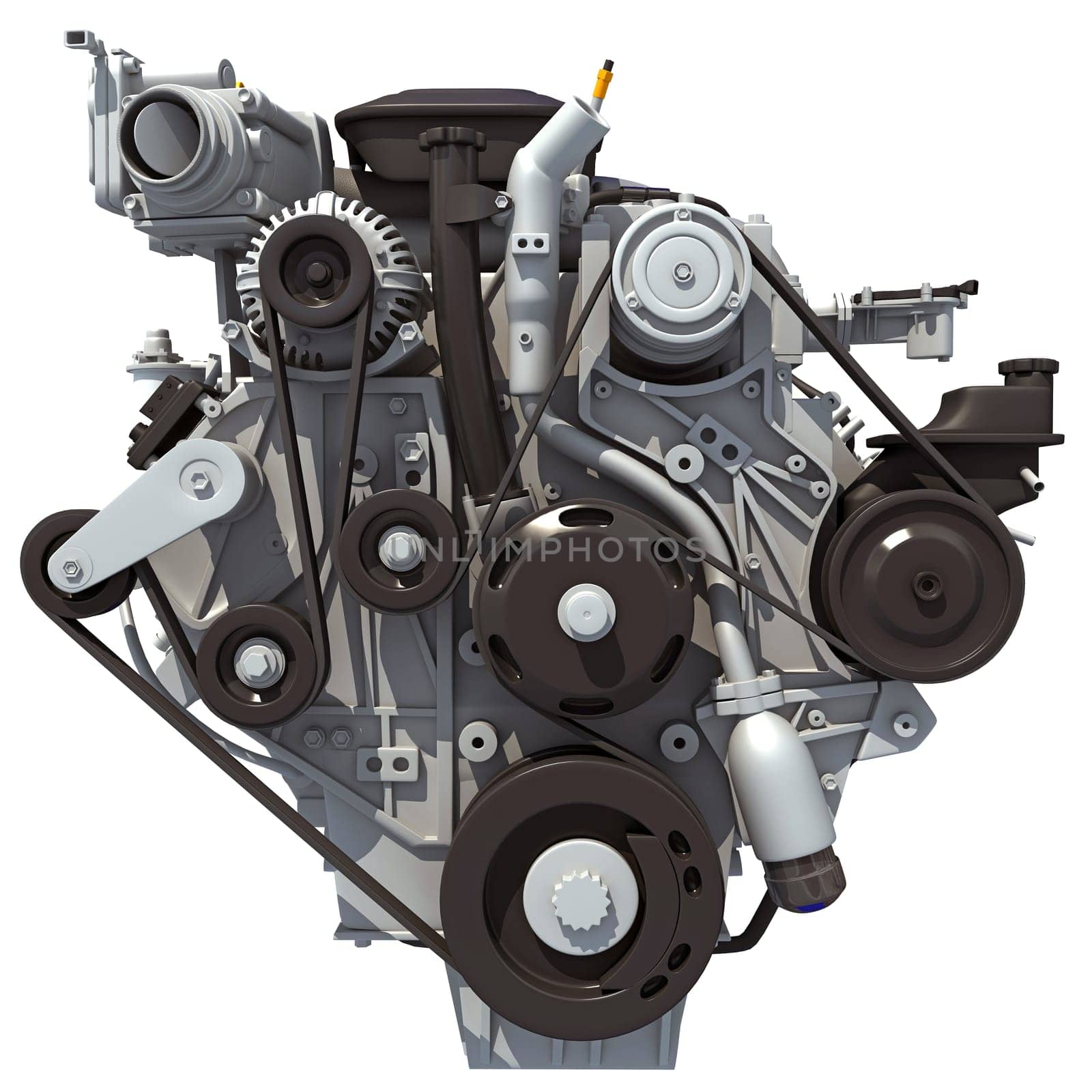 V8 Car Engine 3D rendering on white background by 3DHorse