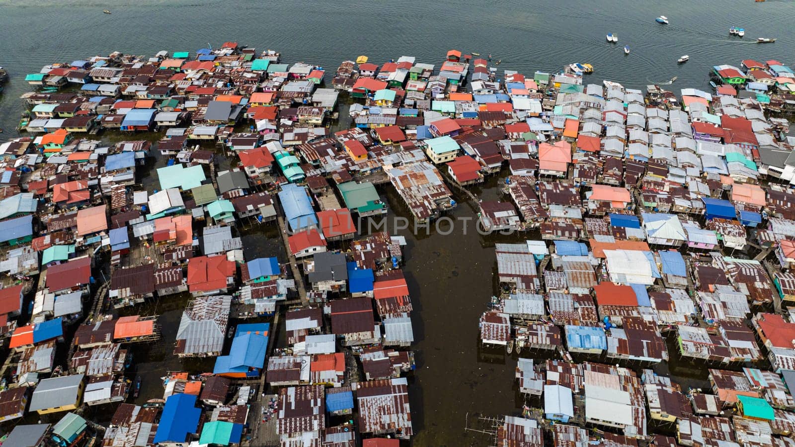 Traditional villages of fishermen and farmers on the water in Asia. Borneo,Semporna. Sabah, Malaysia.