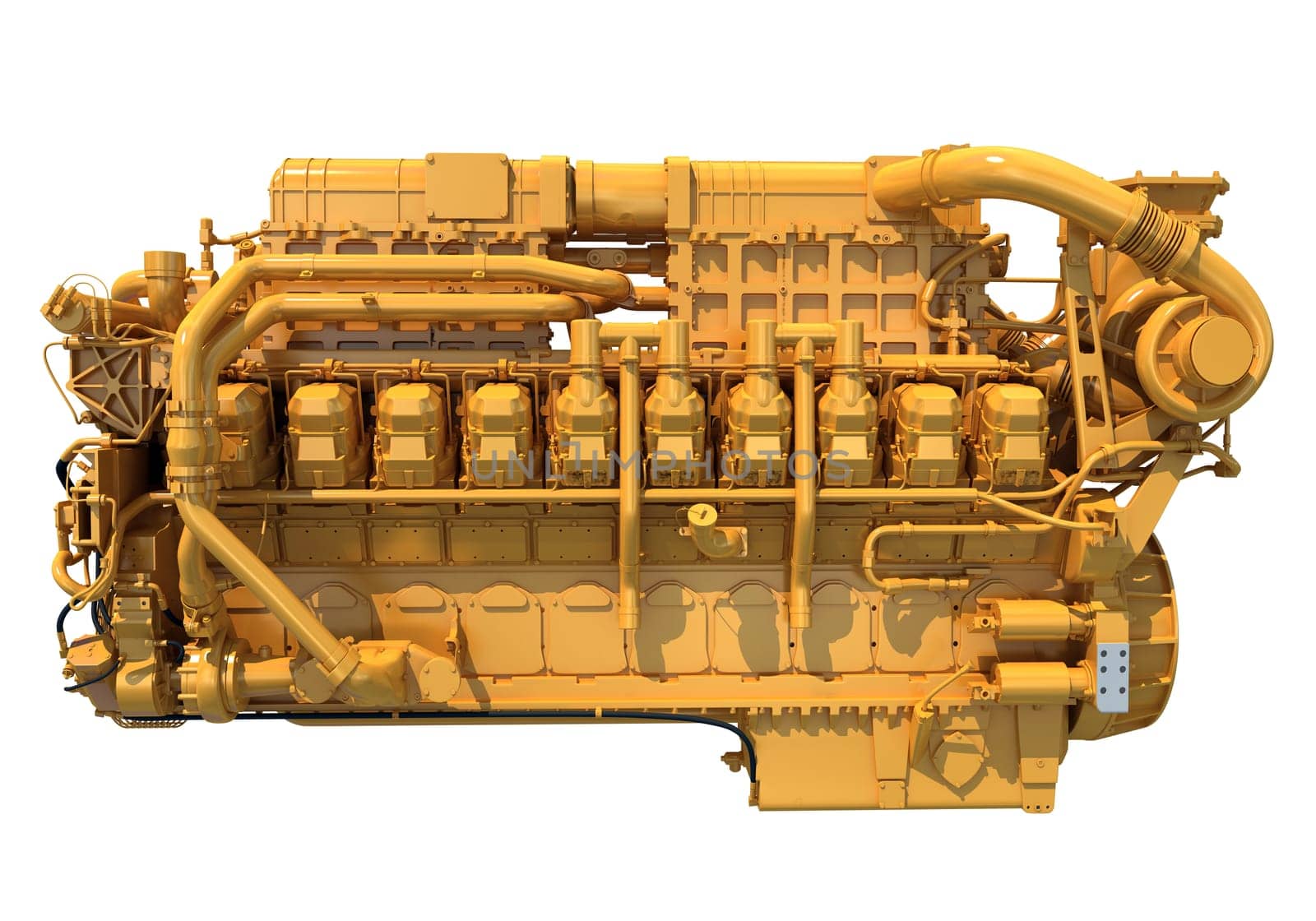 Marine Propulsion Engine 3D rendering model on white background