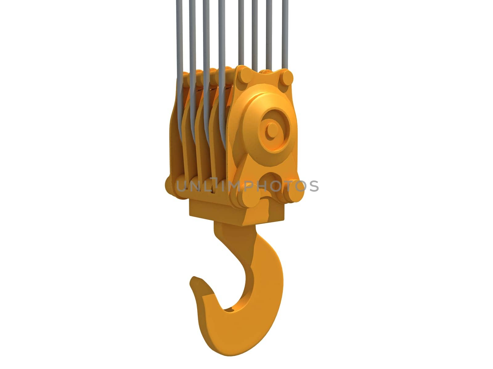 Crane Hook 3D rendering model on white background