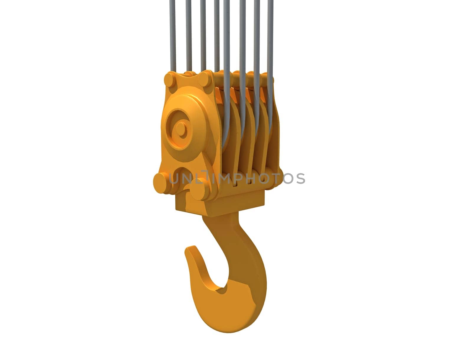 Crane Hook 3D rendering model on white background