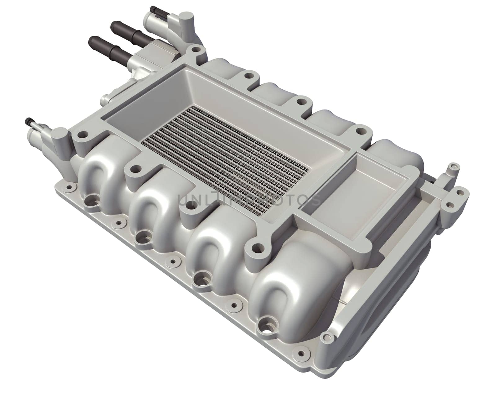 Engine Intake Manifold 3D rendering model on white background