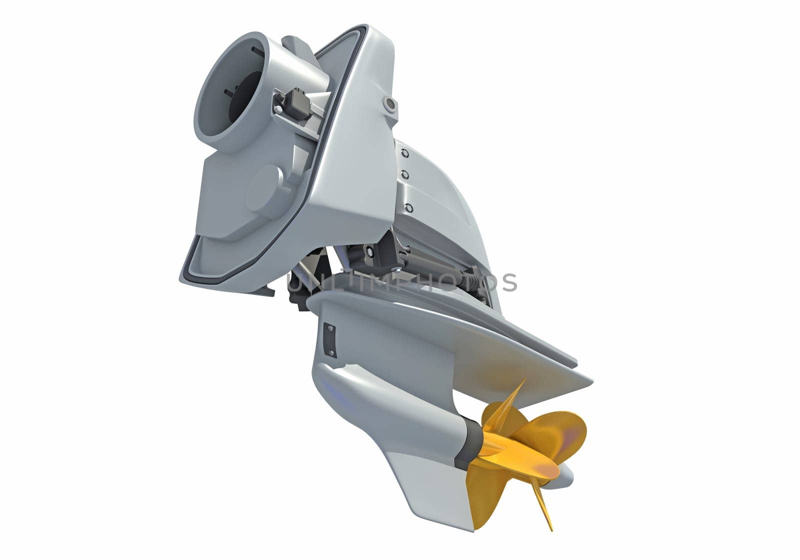 Boat Engine 3D rendering model on white background