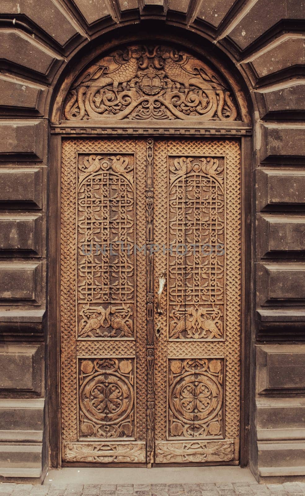 Elegant wooden door old building exterior concept photo. by _Nataly_Nati_