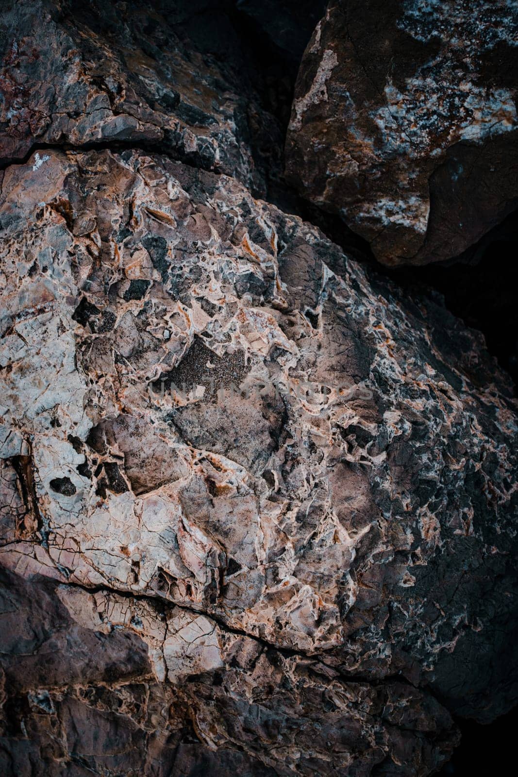 Light granite rock texture concept photo. Mountain rough surface. Close up stone background by _Nataly_Nati_