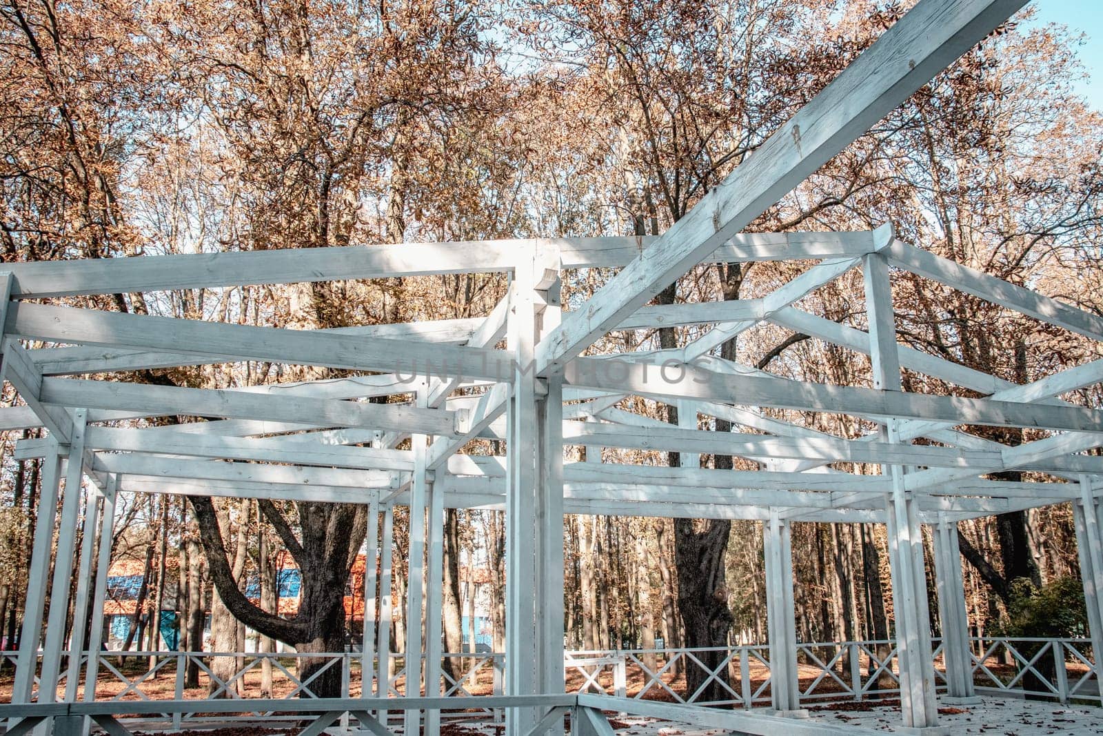 Close up white wooden gazebo house in park concept photo by _Nataly_Nati_