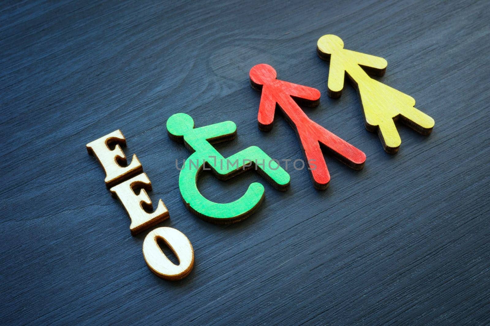 EEO Equal Employment Opportunity abbreviation and figurines.