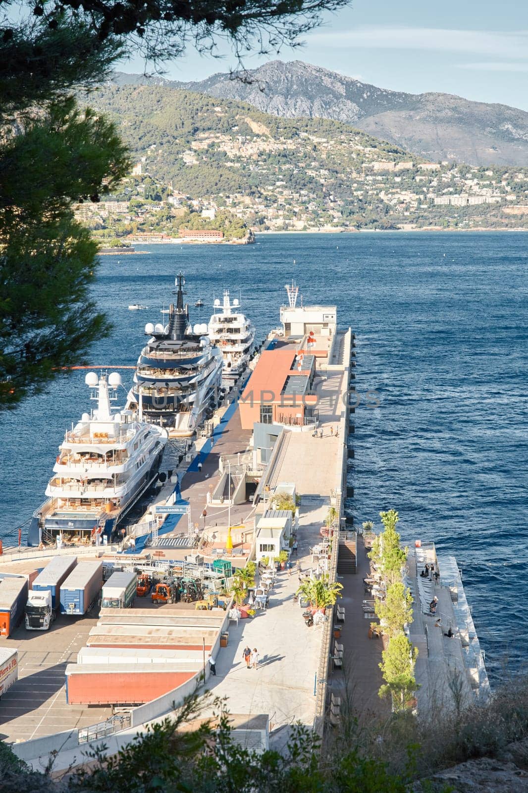 Monaco, Monte Carlo, 28 September 2022 - a lot of luxury yachts at the famous motorboat exhibition in the principality, the most expensive boats for the richest people around the world, yacht brokers by vladimirdrozdin