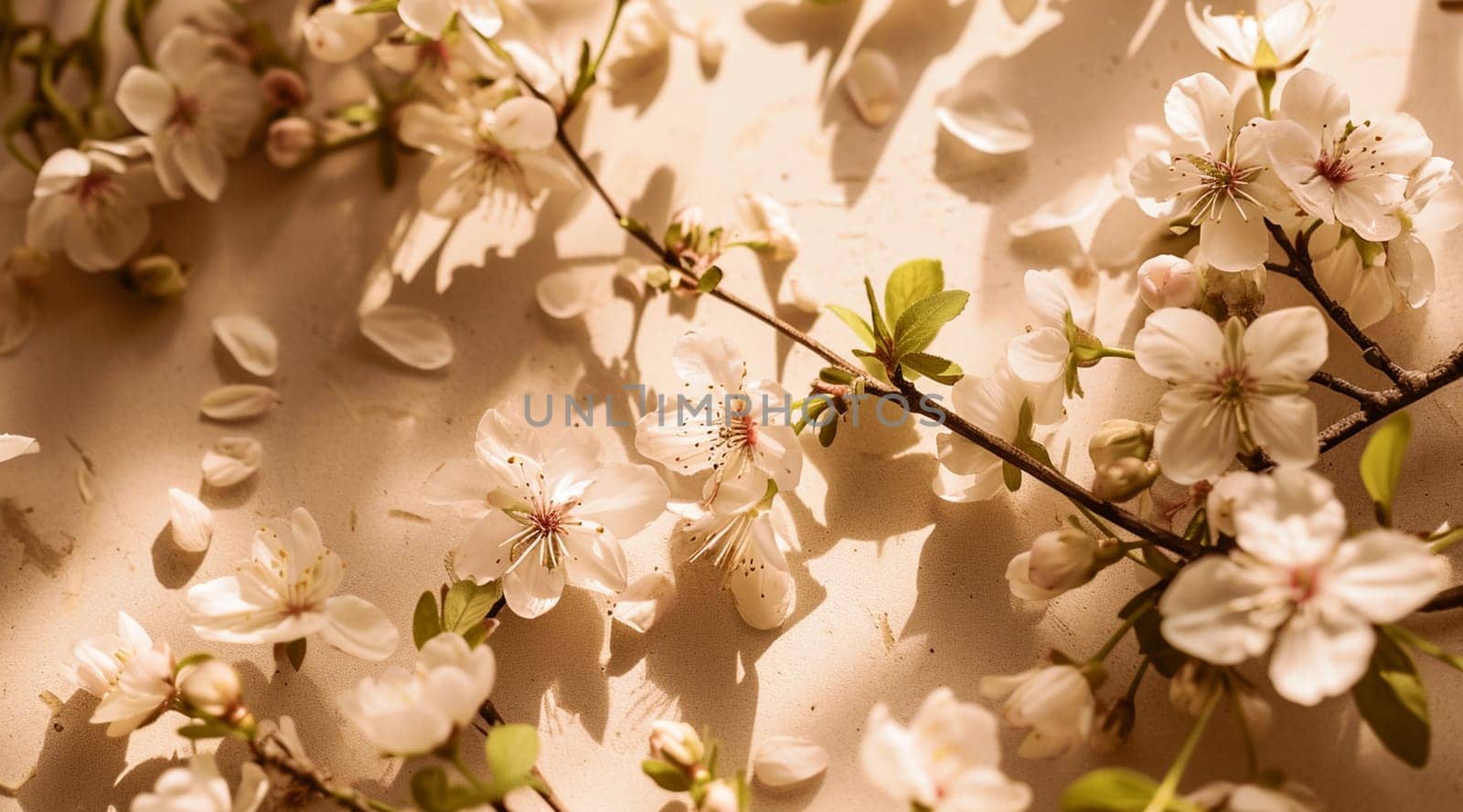 Flowers on a beige background. Spring floral flat lay background. High quality photo