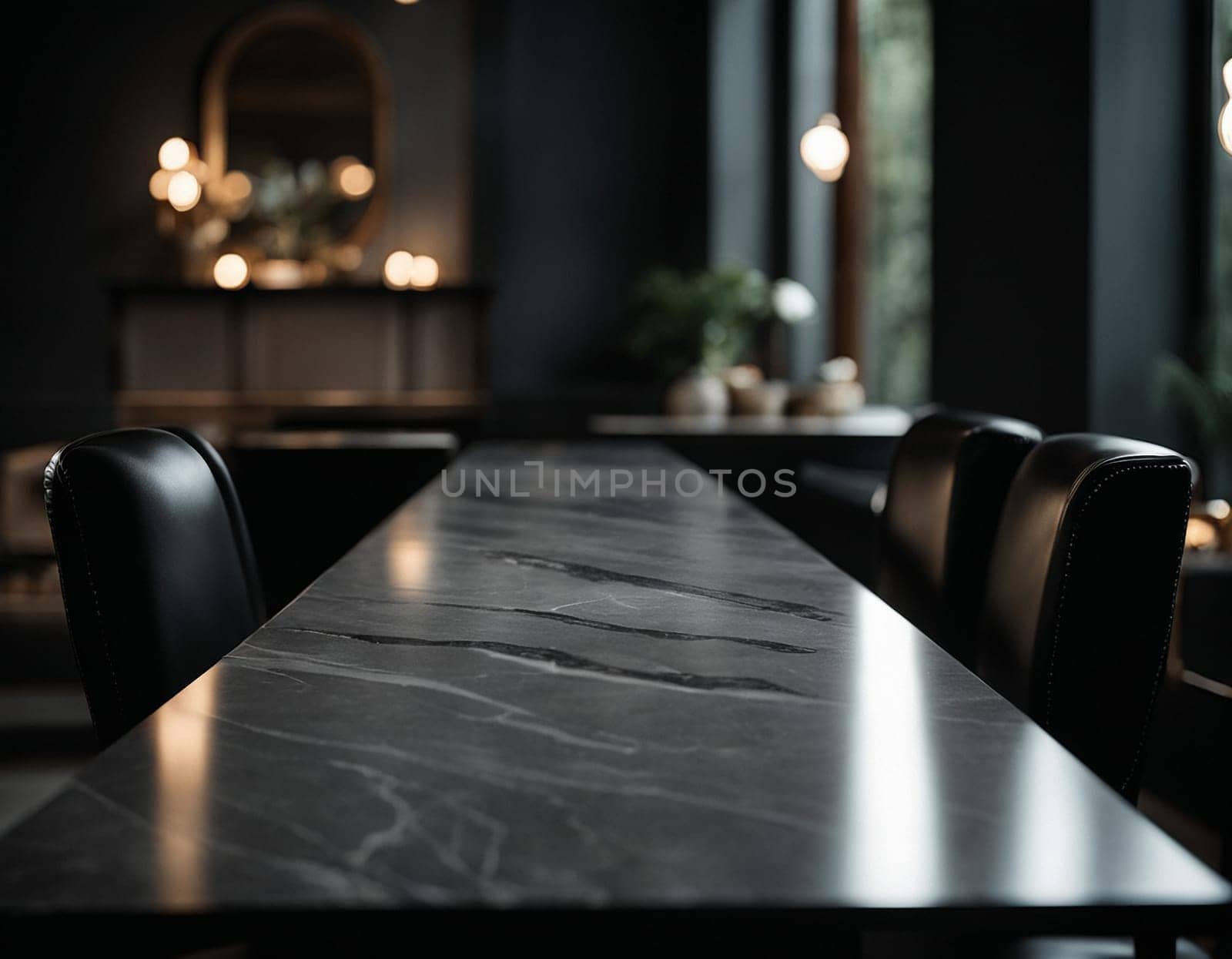 Professional interior design with expensive black marble and granite. Excellent background for presentation and product. High quality illustration