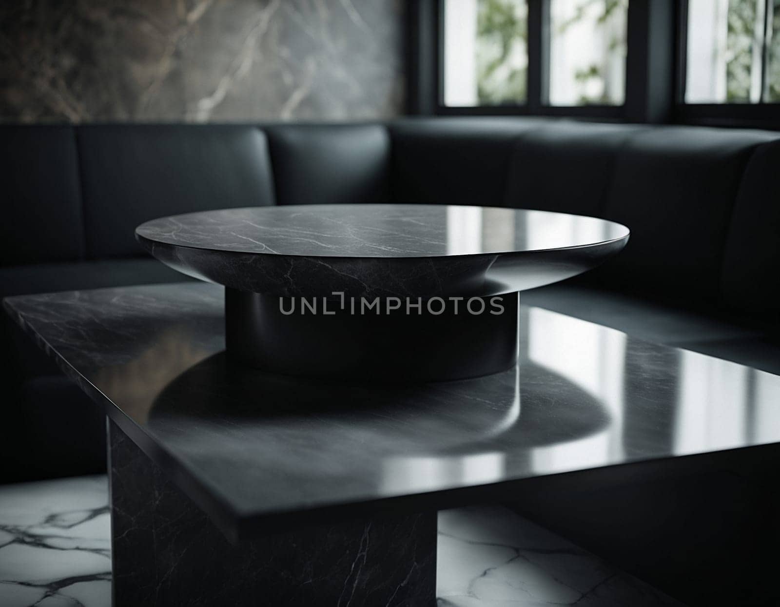 Professional interior design with expensive black marble and granite. Excellent background for presentation and product. High quality illustration