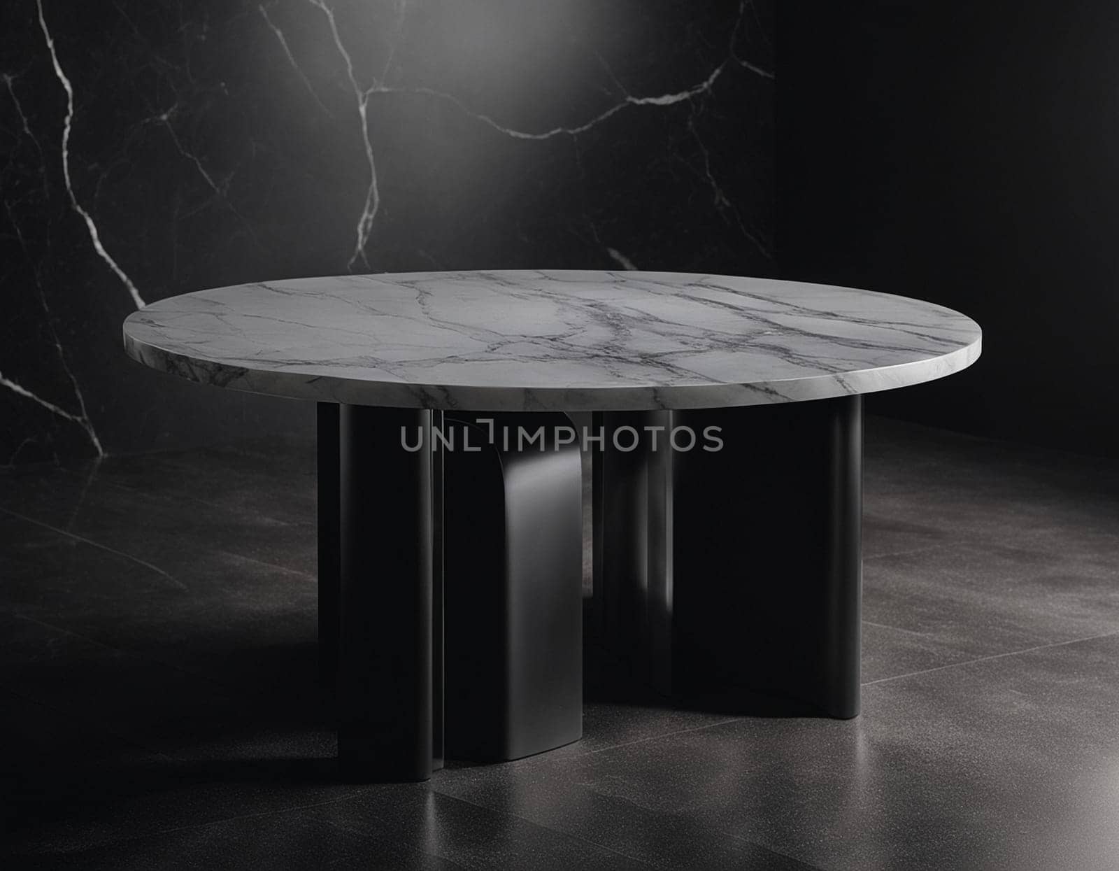 Professional interior design with expensive black marble and granite. Excellent background for presentation and product. High quality illustration