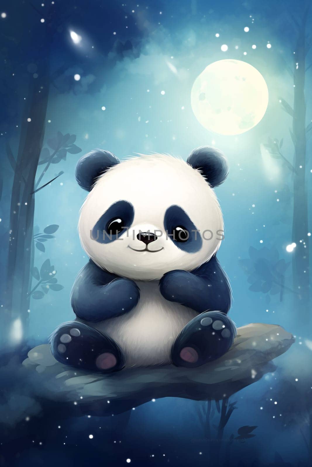 A whimsical cartoon panda bear sleeps and dreams, exuding a carefree and playful energy that uplifts the imagination - generative AI