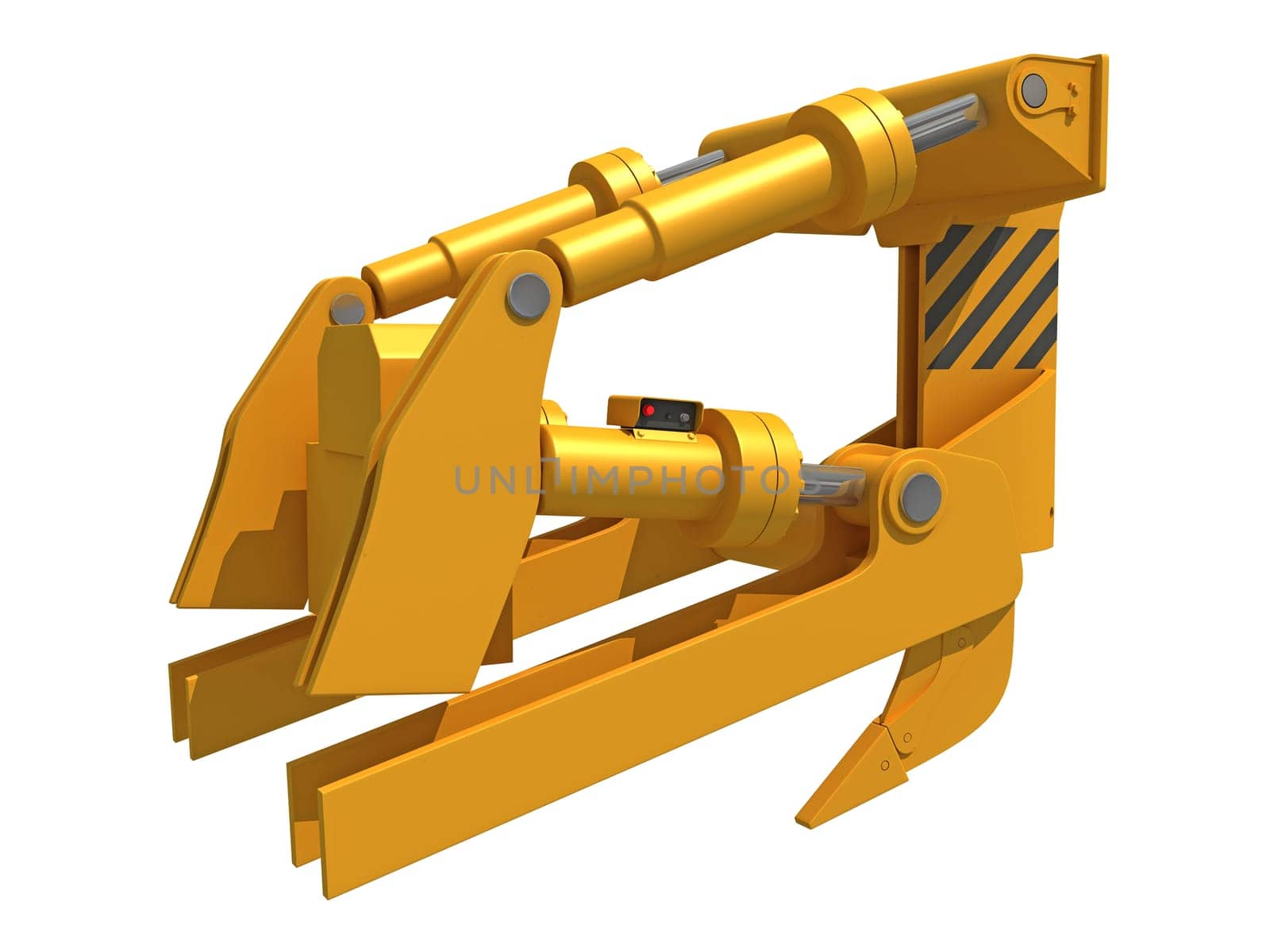 Excavator Bucket heavy construction machinery 3D rendering on white background