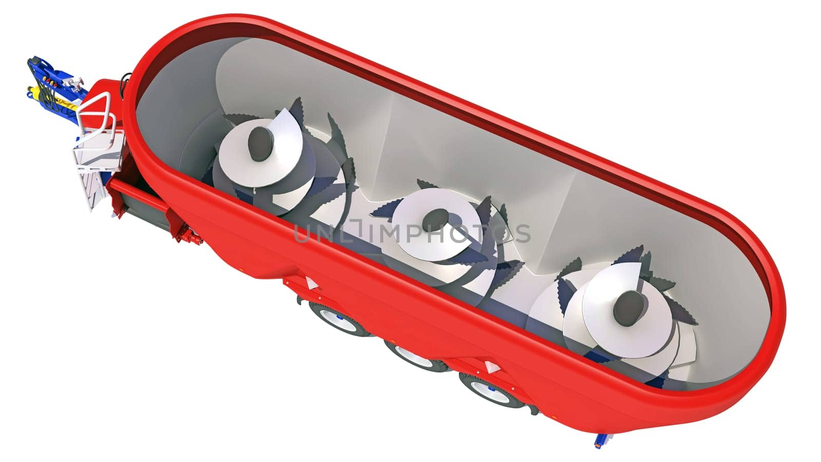 Trailed Feed Mixer farm equipment 3D rendering model on white background