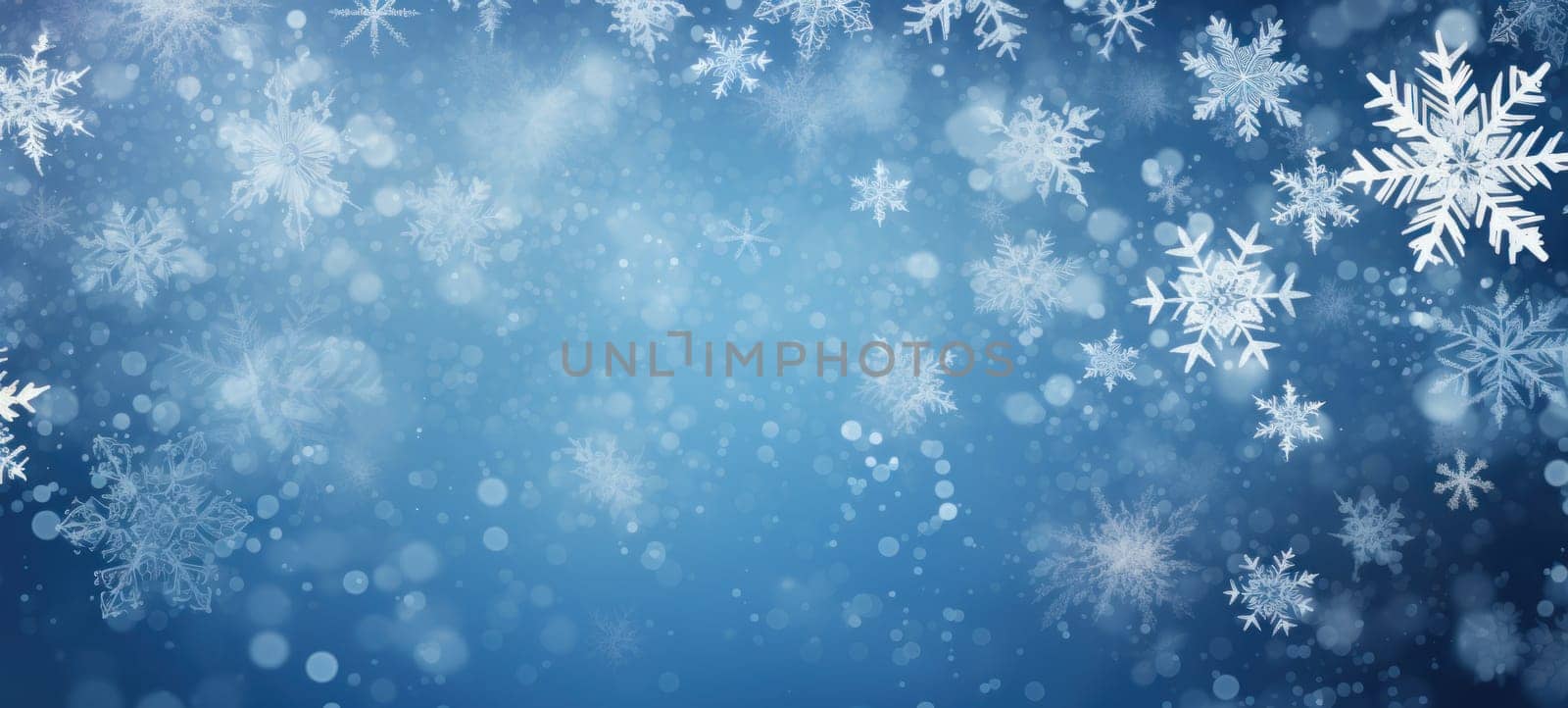 Abstract background with random falling snow flakes on blue background by andreyz