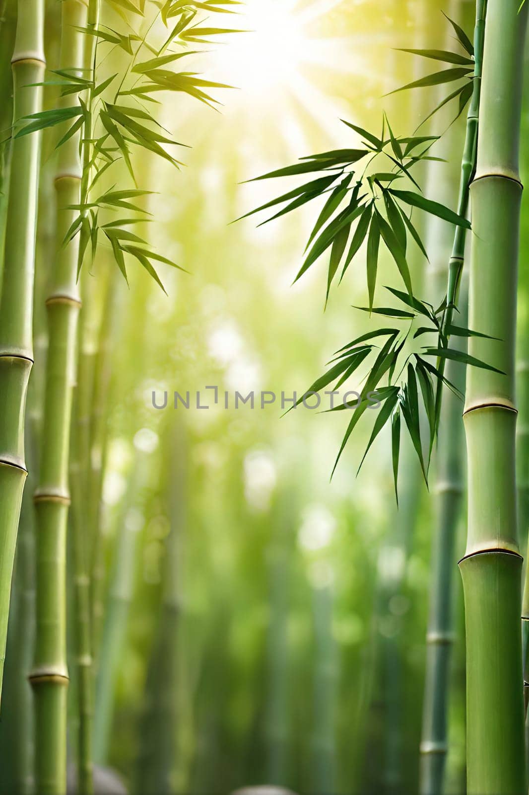 Bamboo forest with green leaves. Beautiful nature background. by yilmazsavaskandag