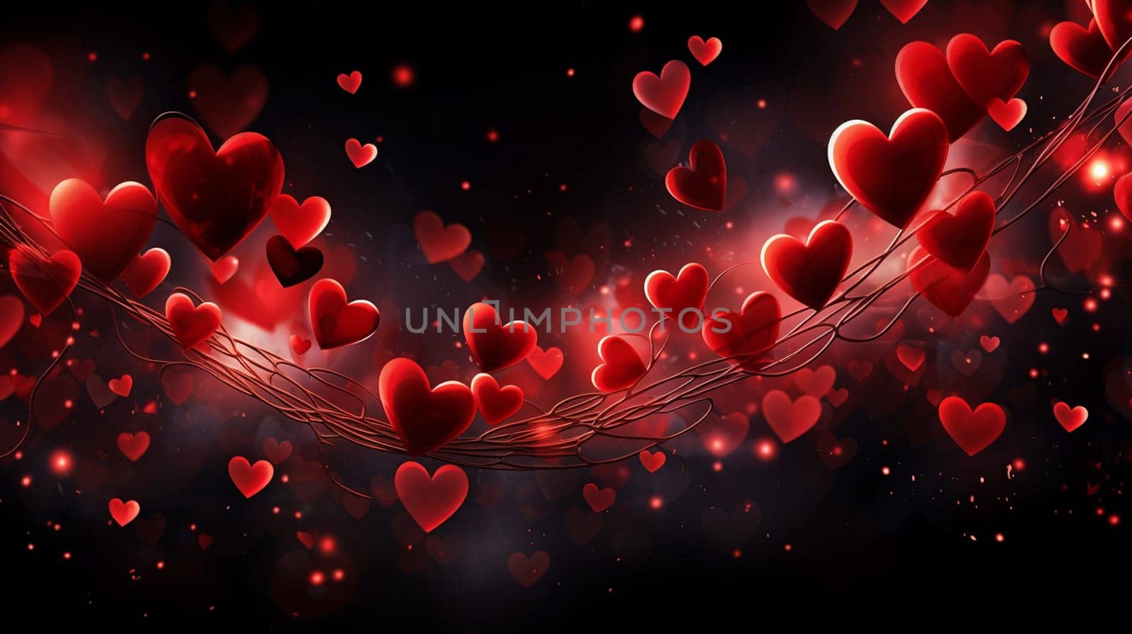 Beautiful red and pink card with hearts. Love concept, Valentine's Day greeting card. Selective focus. Generative AI, by mila1784