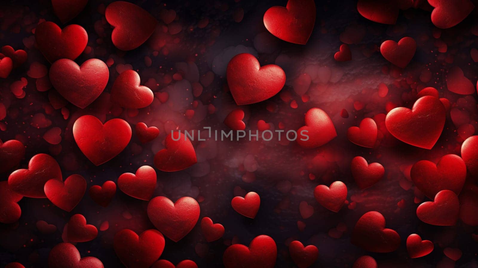 Beautiful red and pink card with hearts. Love concept, Valentine's Day greeting card. Selective focus. Generative AI, by mila1784