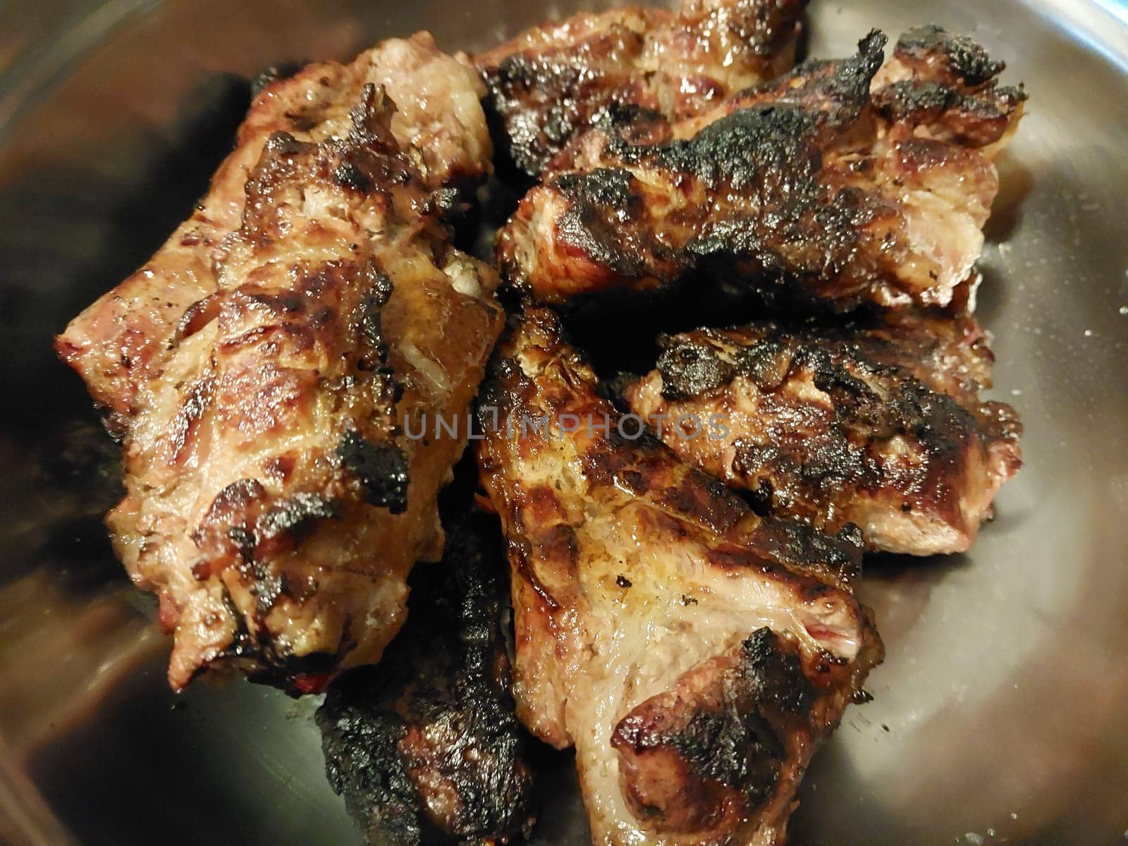 Grilled pork ribs in a the bowl