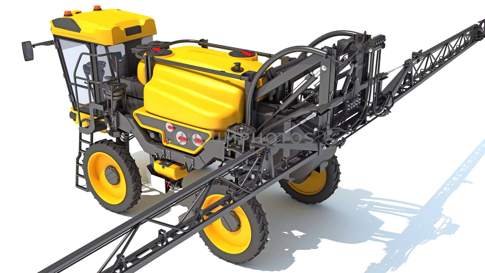 Self Propelled Farm Sprayer 3D rendering model on white background