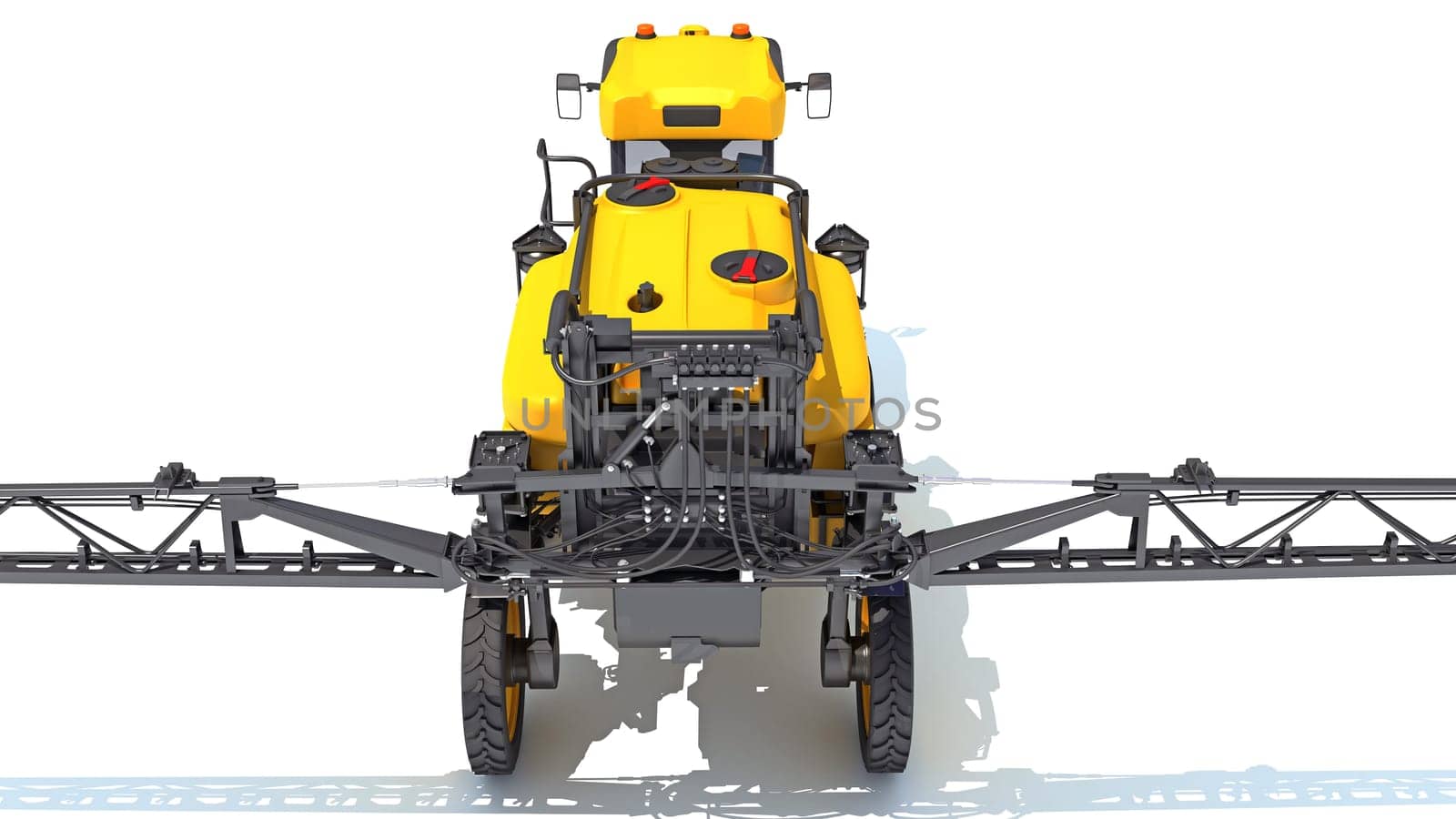 Self Propelled Farm Sprayer 3D rendering model on white background