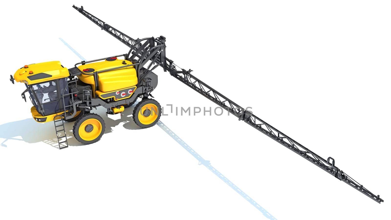 Self Propelled Farm Sprayer 3D rendering model on white background