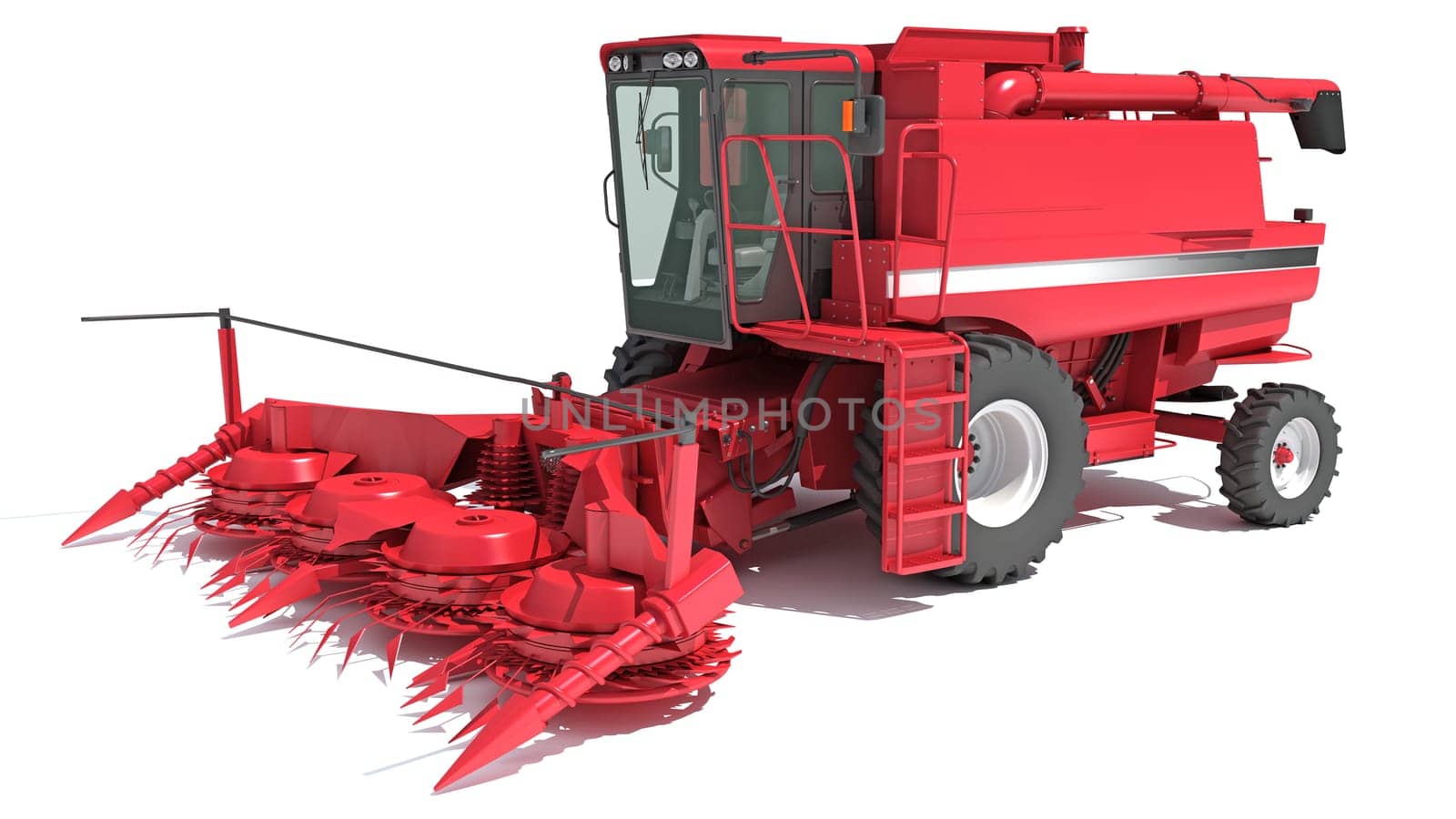 Farm Combine Harvester 3D rendering model on white background