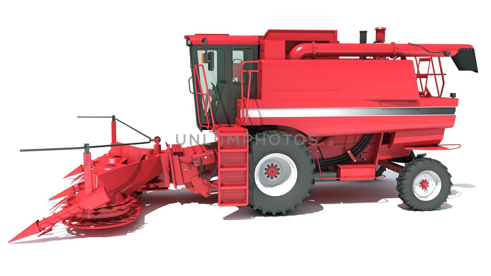 Farm Combine Harvester 3D rendering on white background by 3DHorse