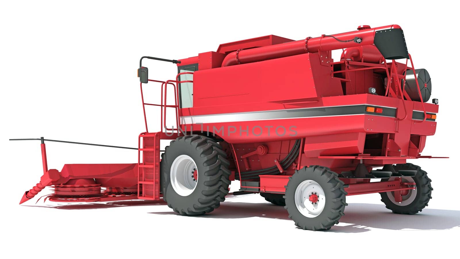 Farm Combine Harvester 3D rendering model on white background