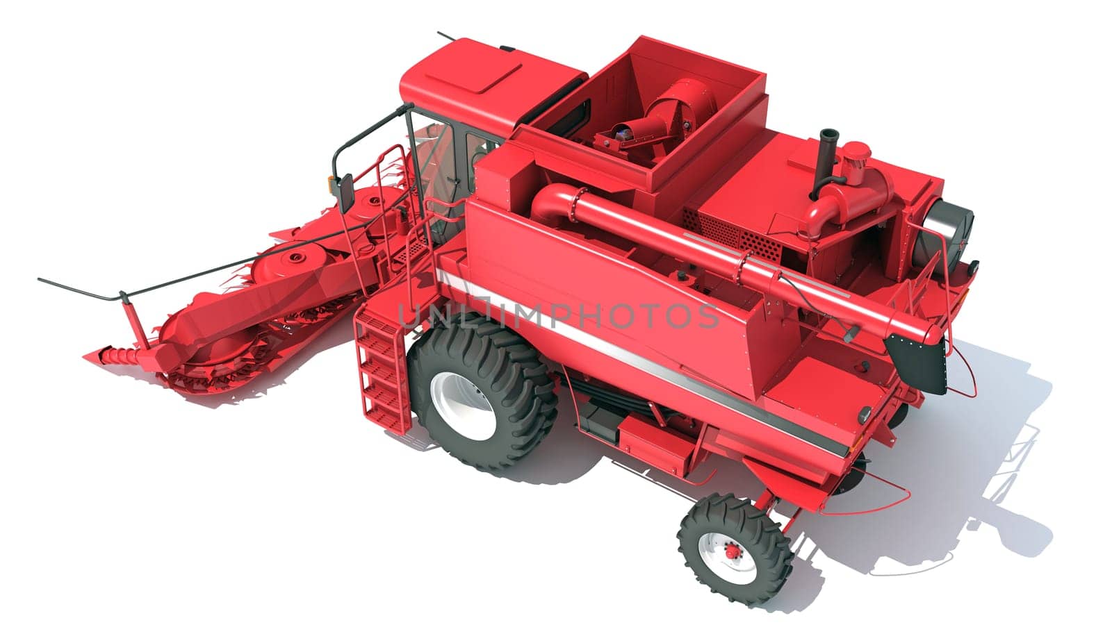 Farm Combine Harvester 3D rendering model on white background