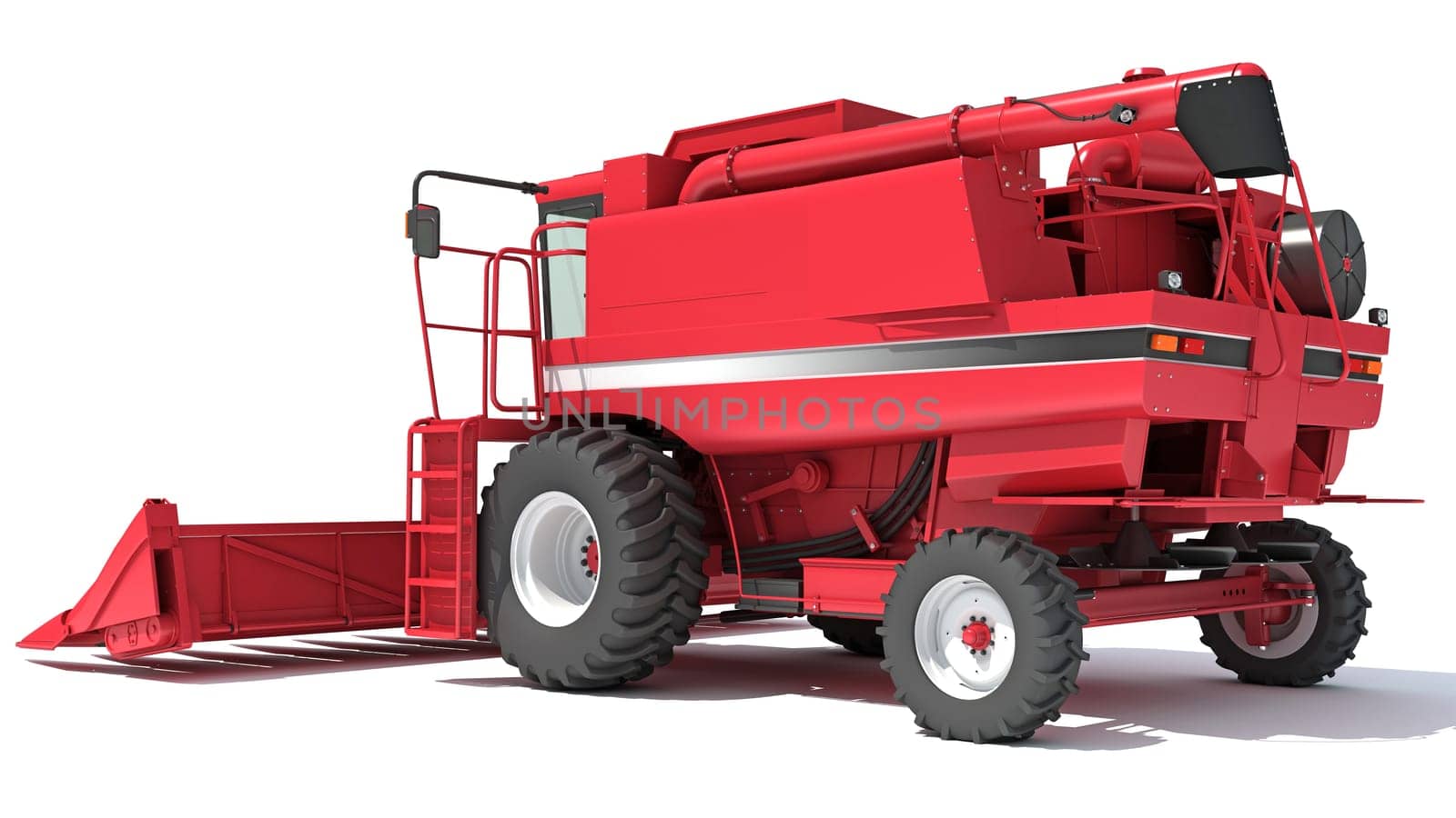 Farm Combine Harvester 3D rendering on white background by 3DHorse