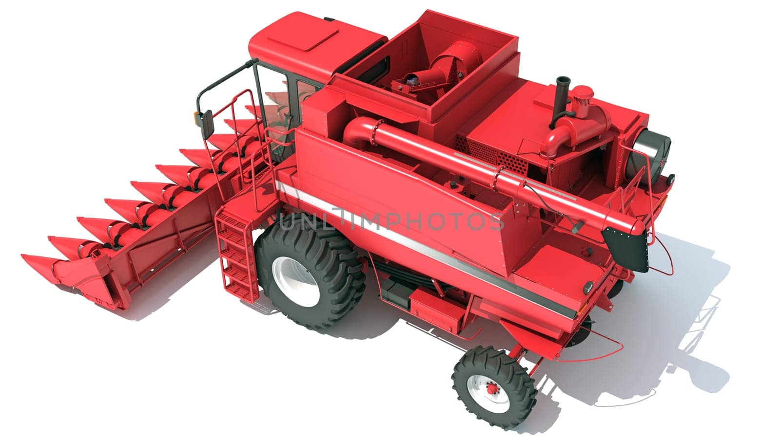 Farm Combine Harvester 3D rendering on white background by 3DHorse