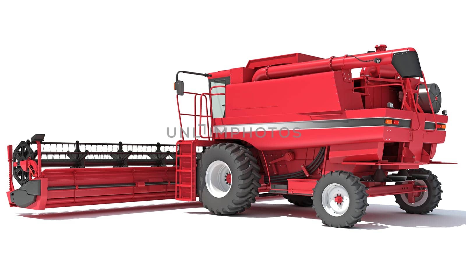 Farm Combine Harvester 3D rendering on white background by 3DHorse