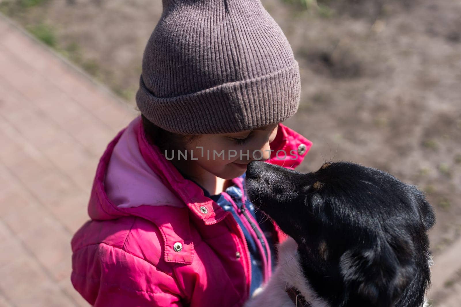 poor little girl with a dog in village by Andelov13