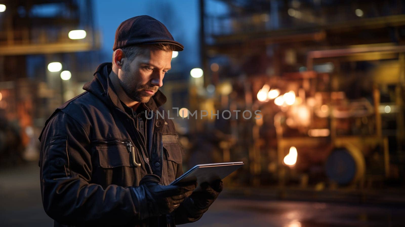 Handsome engineer man worker with Petroleum refinery industrial background,Petrochemical factory concept by Andelov13