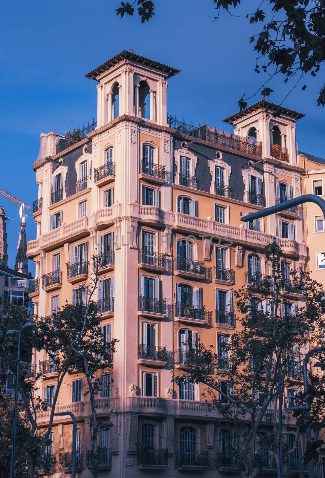 Old apartment building with balcony, Barcelona, Catalonia. Beautiful urban scenery photography. by _Nataly_Nati_