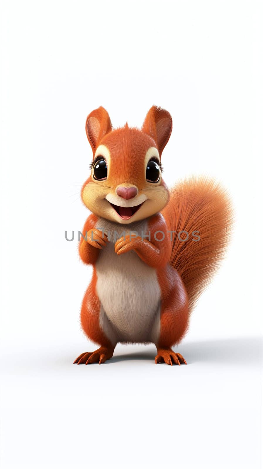 A close up of a cute squirrel against white background - Generative AI