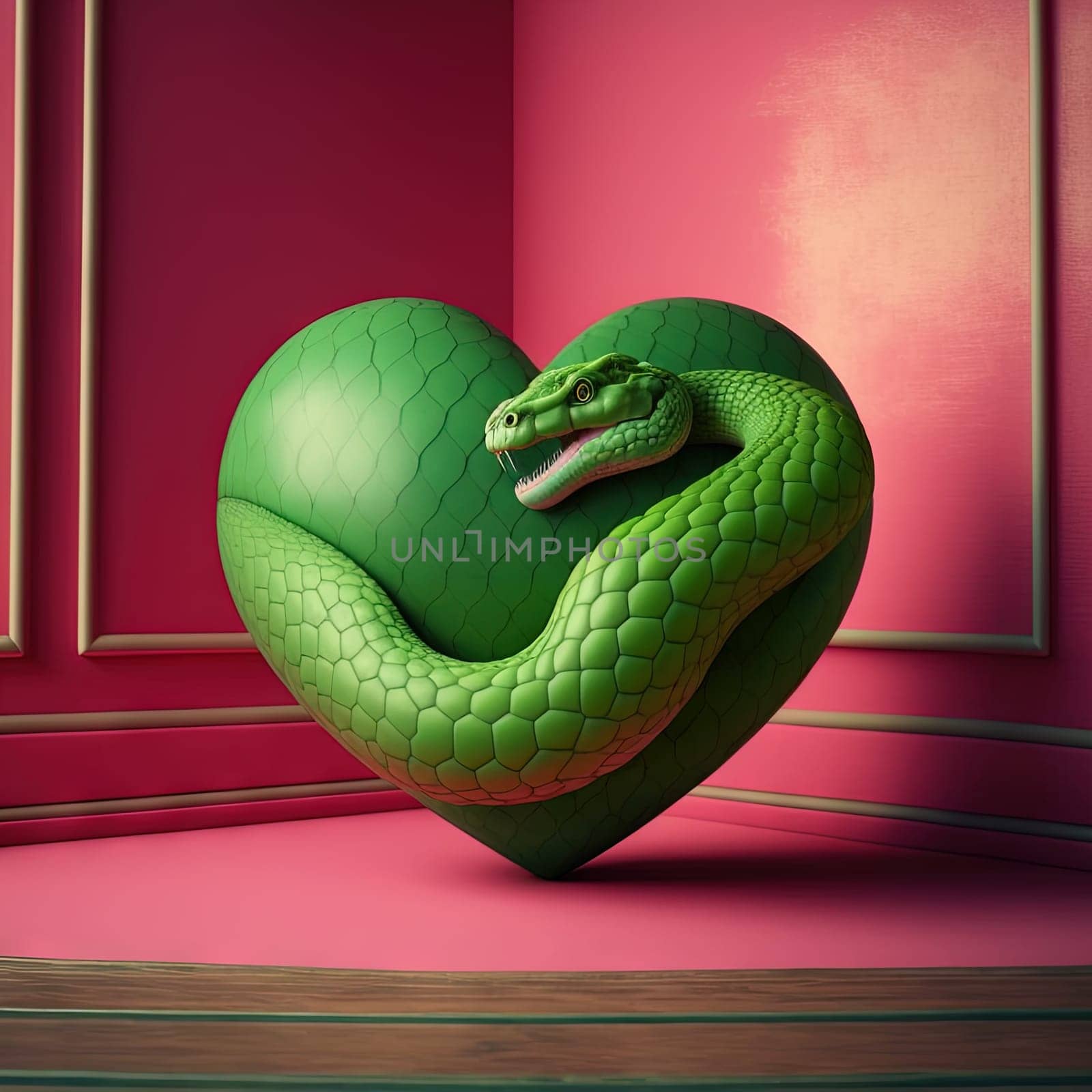 Snake in the shape of heart. Love and relationships symbol for tricky Valentine's Day card. Playful or abusive relationships concept by SwillKch