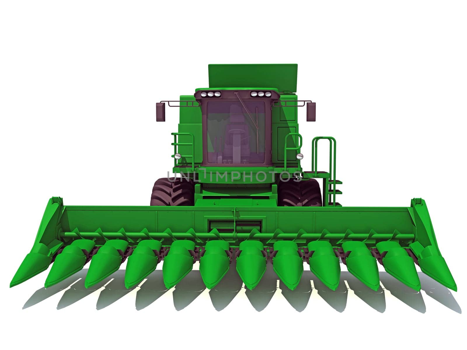 Farm Combine Harvester 3D rendering model on white background