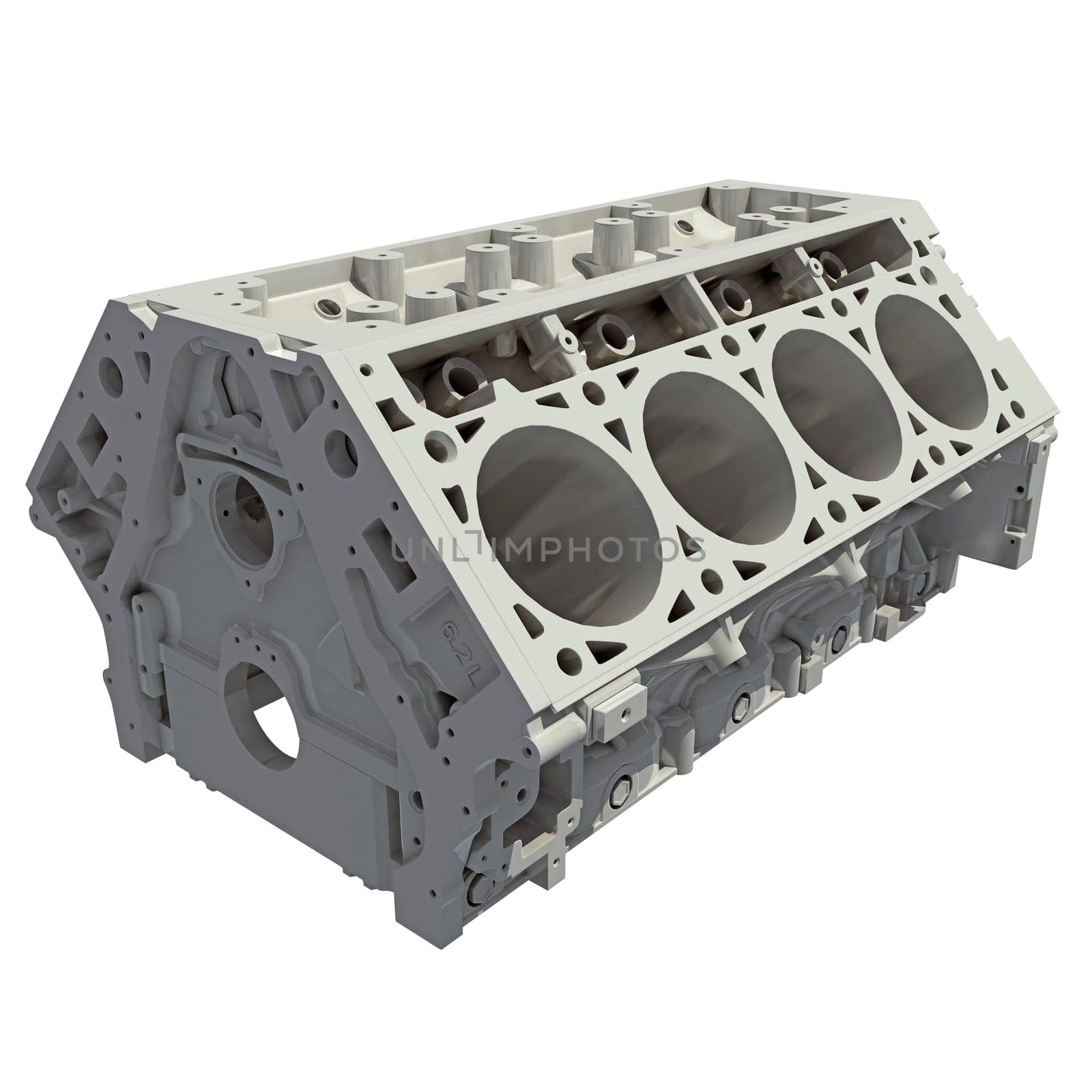 V8 Engine Block 3D rendering on white background by 3DHorse