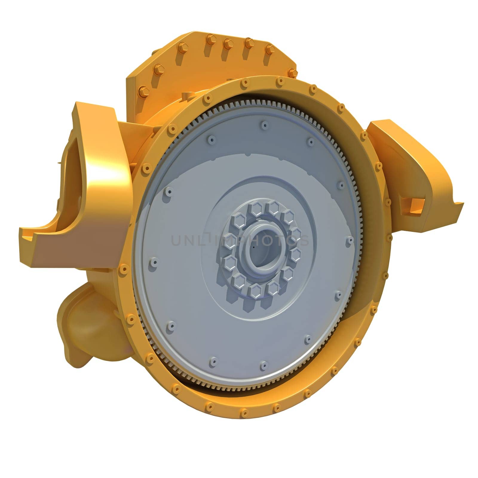 Engine Flywheel 3D rendering model on white background