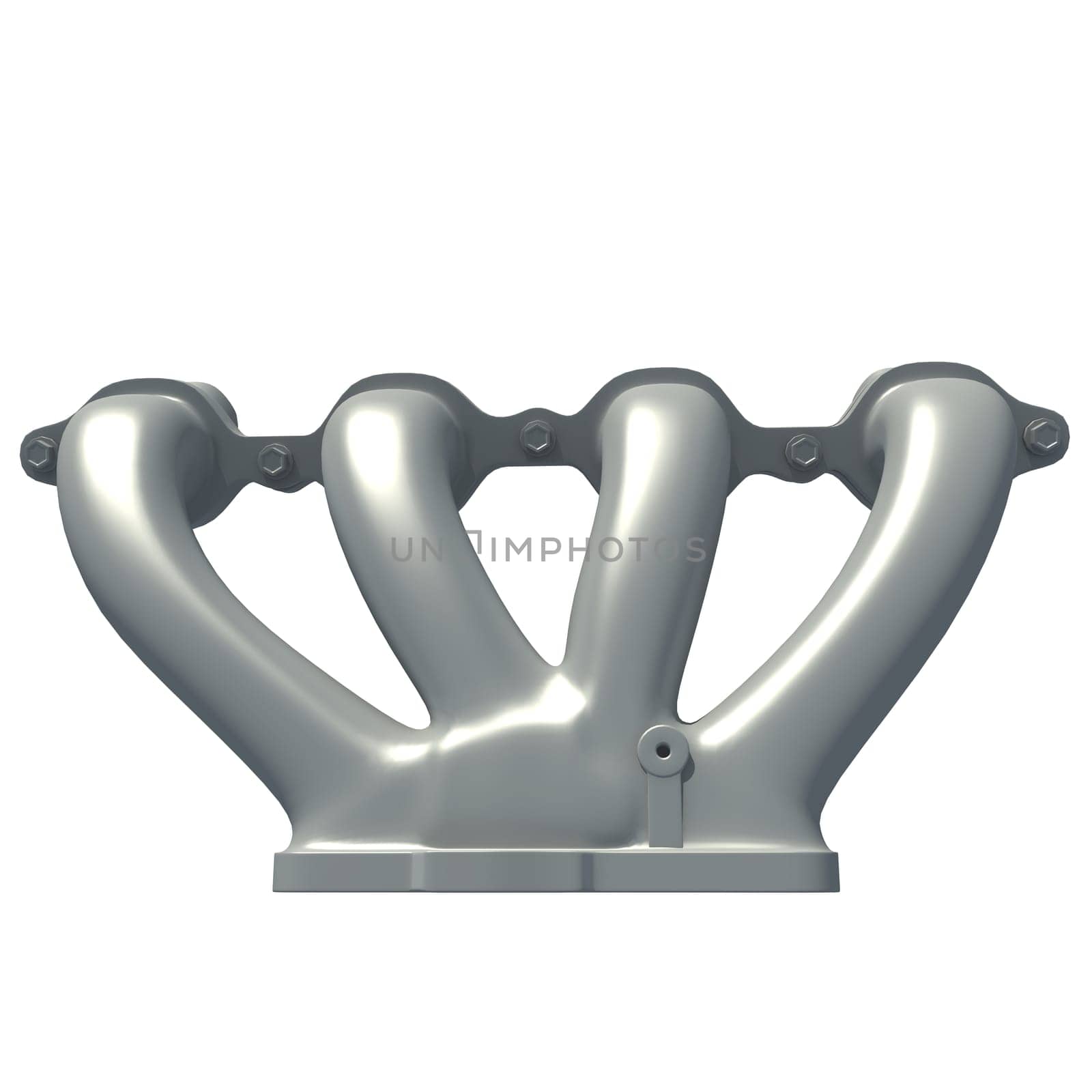 Exhaust Manifold 3D rendering model on white background