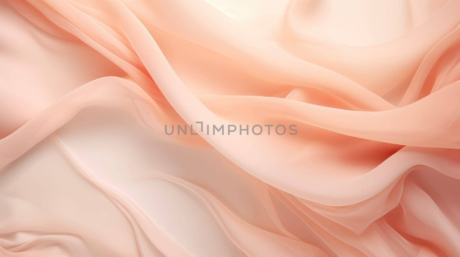 Color of the year 2024 Peach Fuzz. Silk fabric with a delicate peach color. Abstract background AI