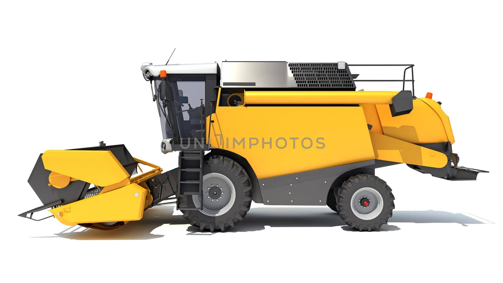 Combine Harvester farm equipment 3D rendering on white background by 3DHorse