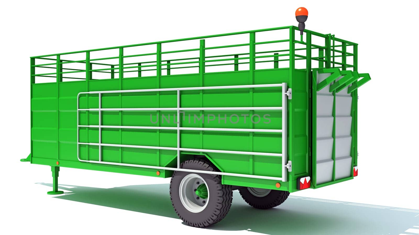 Farm Trailer 3D rendering on white background by 3DHorse