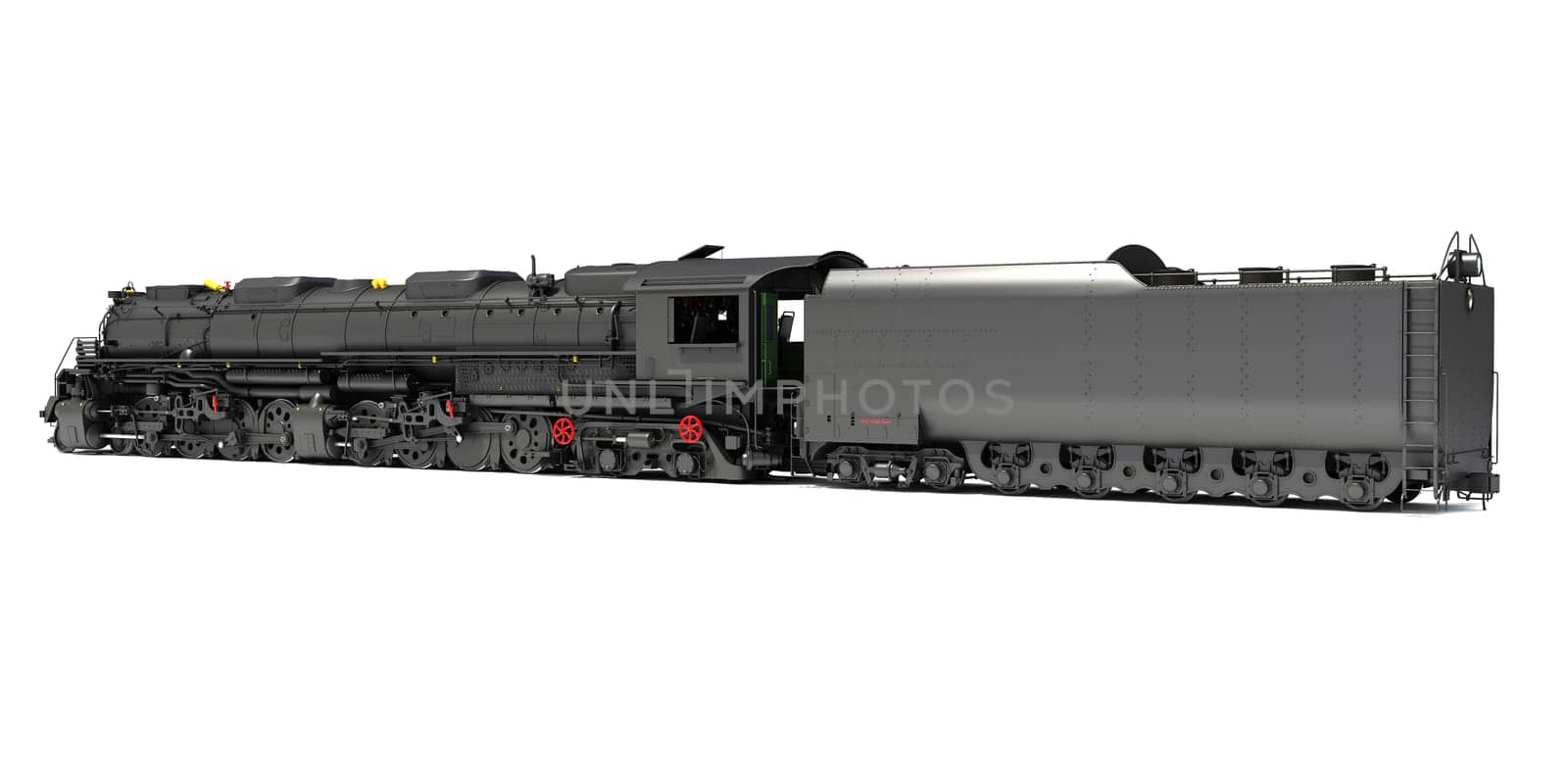 Steam train locomotive 3d rendering on a white background by 3DHorse